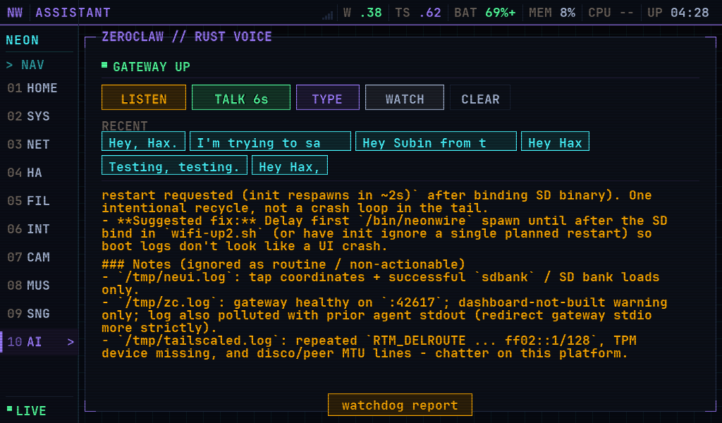 The ASSISTANT app showing a watchdog report